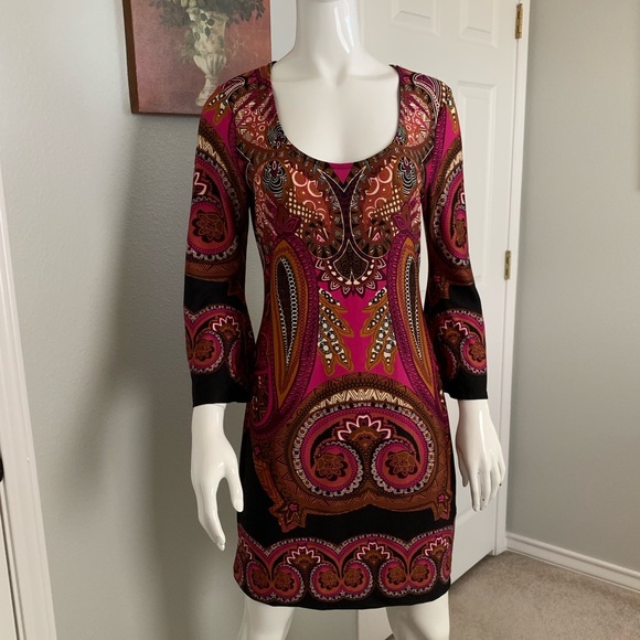 Bailey Blue MIDI Dress with Paisley Print Bell SLV - Picture 1 of 7